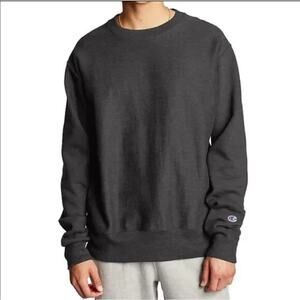 Champion Crewneck Long Sleeve Charcoal/Heather Gray/Grey Sweatshirt GUC - Size L
